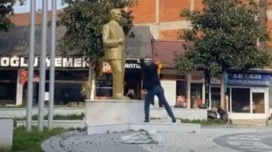 Sakarya'da Atatürk heykeline balyozlu saldırı